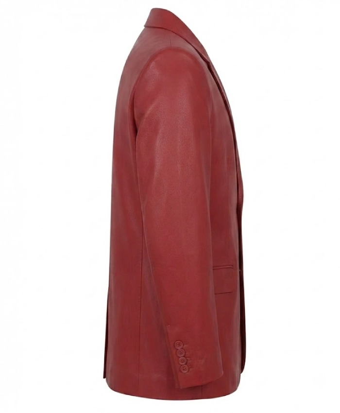 Mens Notch Lapel 2 ButtonsLambskin Leather Blazer