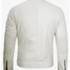 Mens Off White Biker Style Zip Up Leather Jacket