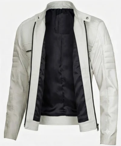 Mens Off White Style Leather Jacket