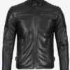 Mens Real Leather Black Biker Style Jacket