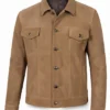 Mens Real Suede Tan Trucker Jacket On Sale