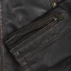 Mens Vintage Brown Leather Biker Jacket with Dual Racing Stripes