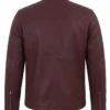 Mens Washed Maroon Cafe Racer Jacket