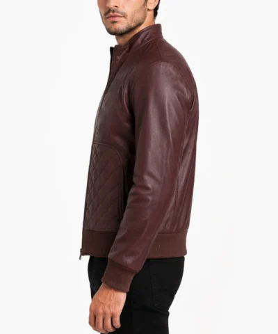 Alternative view of Moda Maroon Leather Bomber Jacket