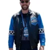NASCAR San Diego Weekend Travis Kelce Blue and Black Leather Jacket 