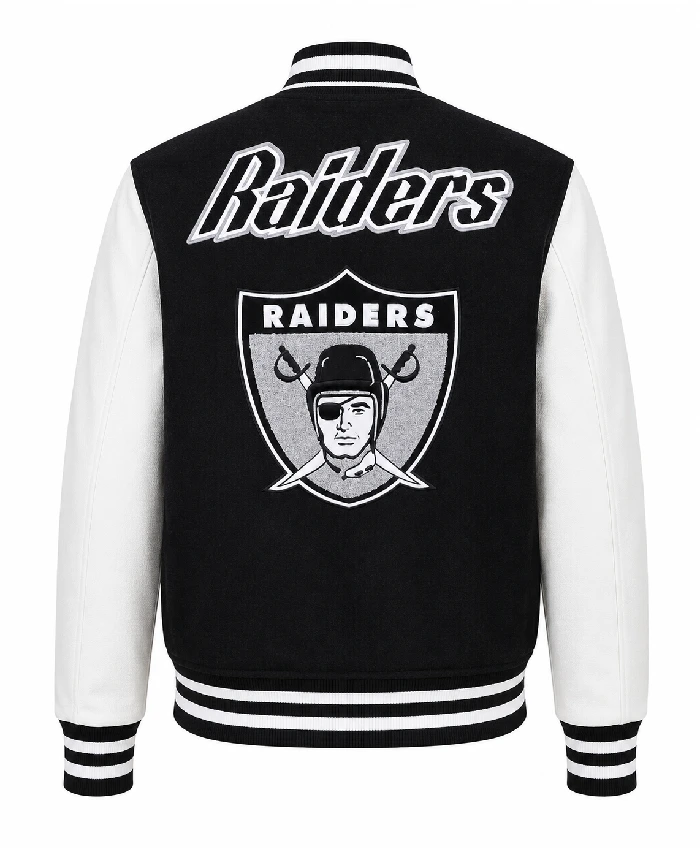 NFL American Football Team Las Vegas Raiders Pro Black And White Varsity Jacket On Sale