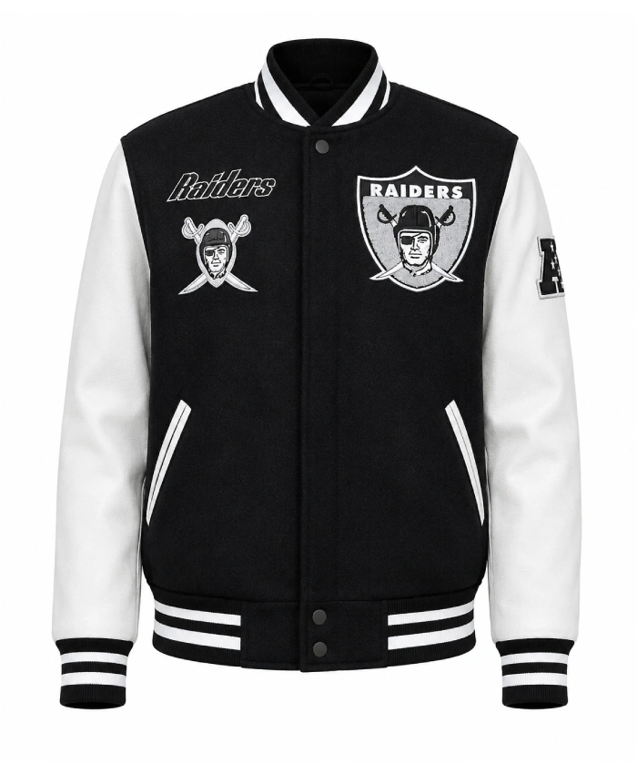 NFL American Football Team Las Vegas Raiders Pro White Varsity Jacket