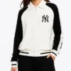 NY Yankees Blocking Black and White Wool Varsity Jacket
