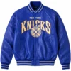 New York Knicks Chrome Hearts Bue Full Snap Varsity Jacket