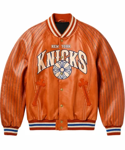 New York Knicks Chrome Hearts Orange Varsity Jacket