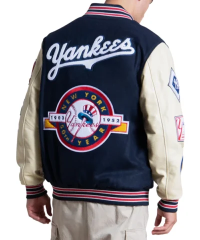 New York Yankees Starter Navy And Cream 50th Year Varsity Jacket