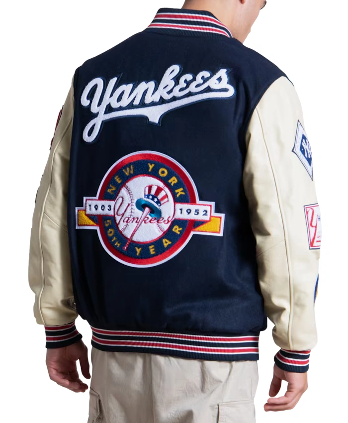 New York Yankees Starter Navy And Cream 50th Year Varsity Jacket