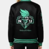 New York or Nowhere Liberty Twin Flame Varsity Black Jacket Back