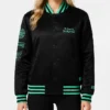 New York or Nowhere Liberty Twin Flame Varsity Black Jacket Front