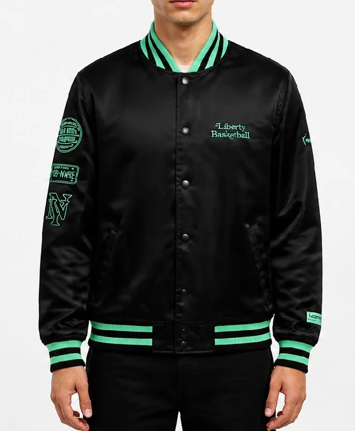New York or Nowhere Liberty Twin Flame Varsity Jacket Front