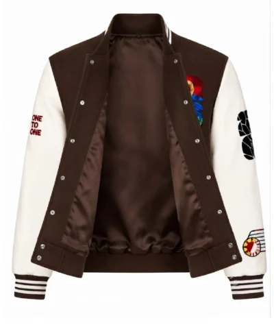 North America World Cup Brown Leather Varsity Jacket