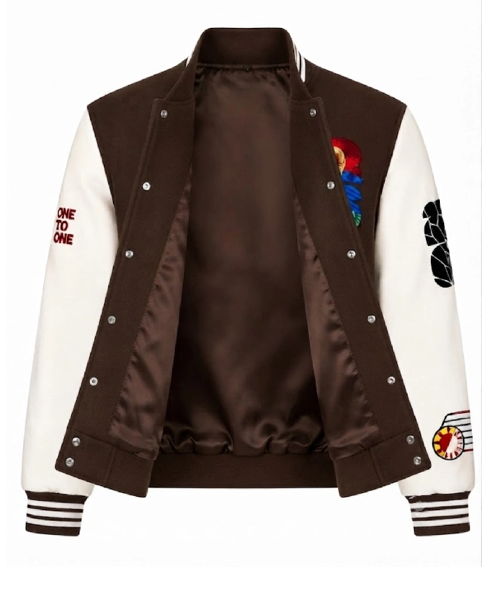 North America World Cup Brown Leather Varsity Jacket