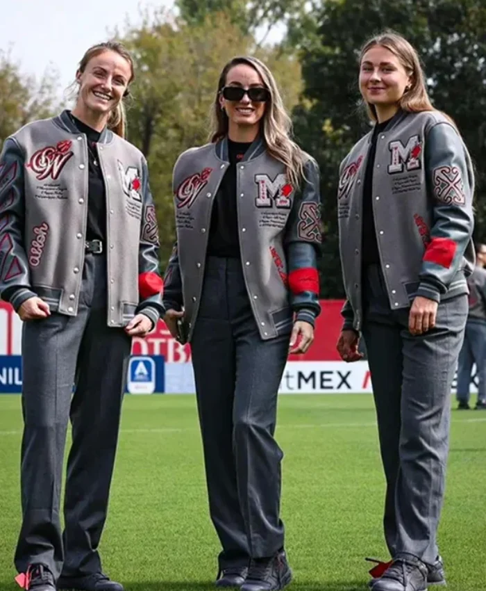OFF White X Ac Milan European Football Heritage Varsity Jacket