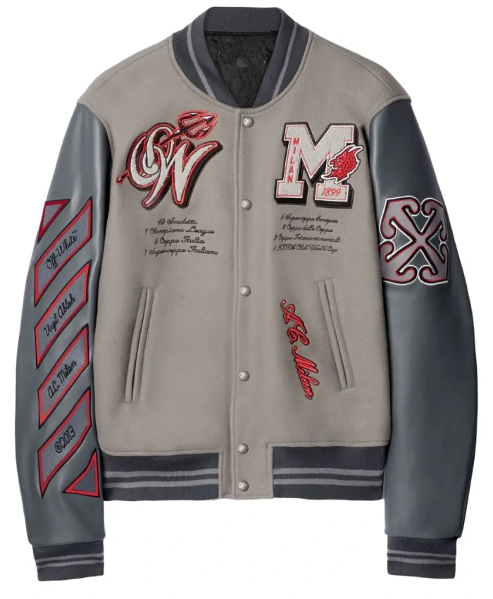 OFF White X Ac Milan European Football Heritage Wool Varsity Jacket