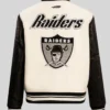 Oakland Raiders Retro Cream Bomber Varsity Jacket