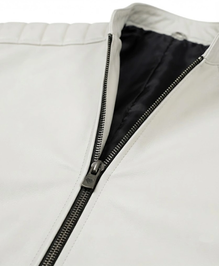 Off White Biker Style Leather Jacket