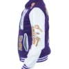 Order Now Louis Vuitton Purple and White Full Snap Varsity Jacket On Sale