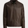 Order Polo Ralph Lauren Bison Brown Leather Jacket For Sale Men And Women