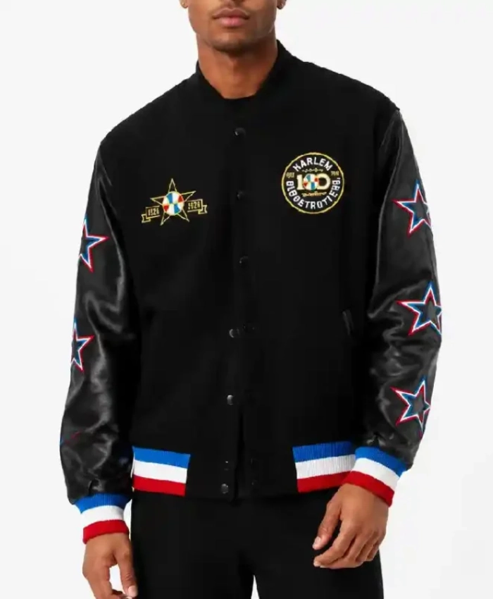 Original Harlem Globetrotters World Famous 100 Anniversary Black Varsity Jacket