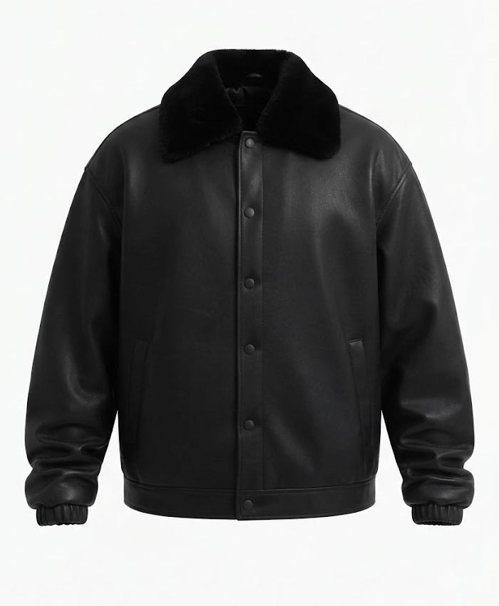 PFW 2026 Romeo Beckham Black Leather Jacket - Image 3