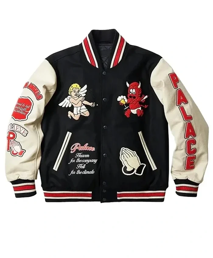 Palace Fallen Angels Off White Varsity Jacket