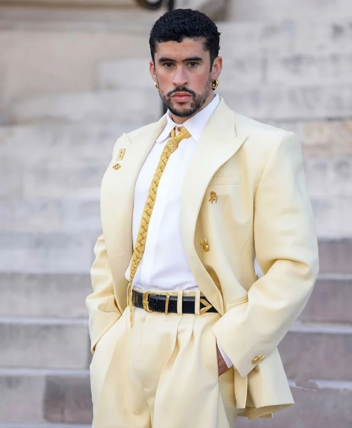 Paris Fashion Week 2026 Bad Bunny Double Breasted Suit