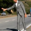Pee wee Herman Paul Reubens Costume Gray Plaid Suit 