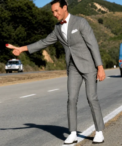 Pee wee Herman Paul Reubens Costume Gray Plaid Suit 