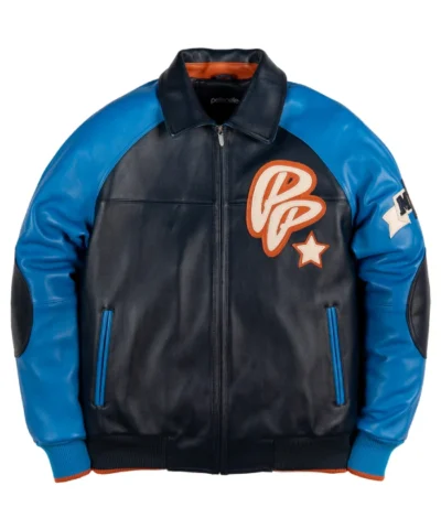 Pelle Pelle Classic Soda Club Plush Black and Blue Zip Up Jacket