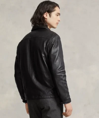 Polo Ralph Lauren Bison Brown and Polo Black Leather Jacket For Sale Men And Women