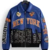 Pro Basketball 2026 Kith x New York Knicks Champions Blue Leather Jacket for Men and Women