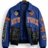 Pro Basketball 2026 Kith x New York Knicks Champions Blue Leather Jacket for Sale