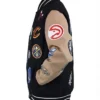 Pro Basketball All Teams Logo Black and Khaki Varsity Jacket
