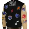 Pro Basketball All Teams Logo Black and Khaki Varsity Jacket On Sale