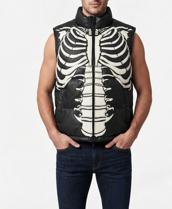 RARE Vilanto Skeleton Black Leather Jacket