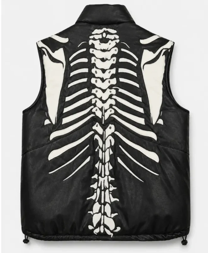 RARE Vilanto Skeleton Black Leather Vest