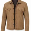 Real Suede Tan Trucker Jacket On Sale
