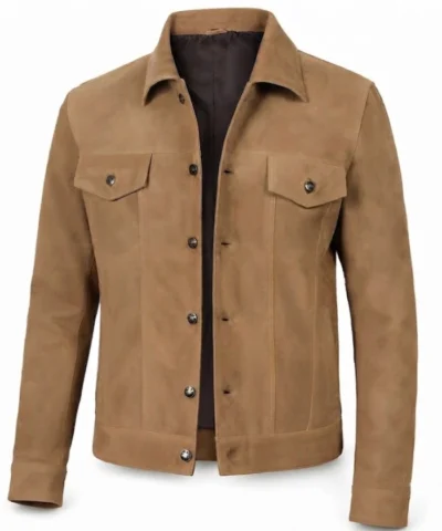 Real Suede Tan Trucker Jacket On Sale