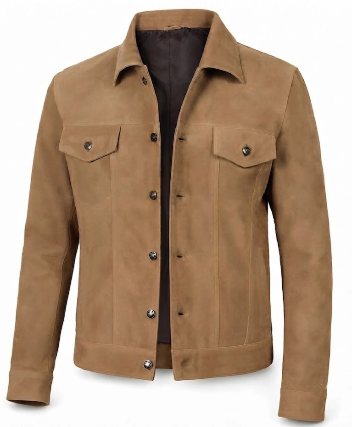 Real Suede Tan Trucker Jacket On Sale