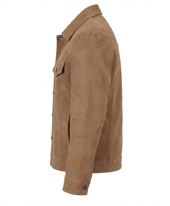 Real Suede Tan Trucker Jacket