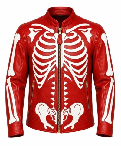 Red Skeleton Leather Cosplay Jacket