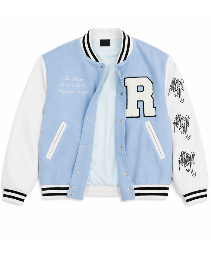 Revenge Skull Light Blue Full Snap Jacket