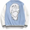 Revenge Skull Light Blue Full Snap Varsity Jacket