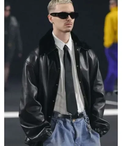 Romeo Beckham Willy Chavarria FW26 Show Leather Jacket