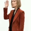 Rosamund Pike Ladies First 2026 Alex Fox Rust Brown Blazer